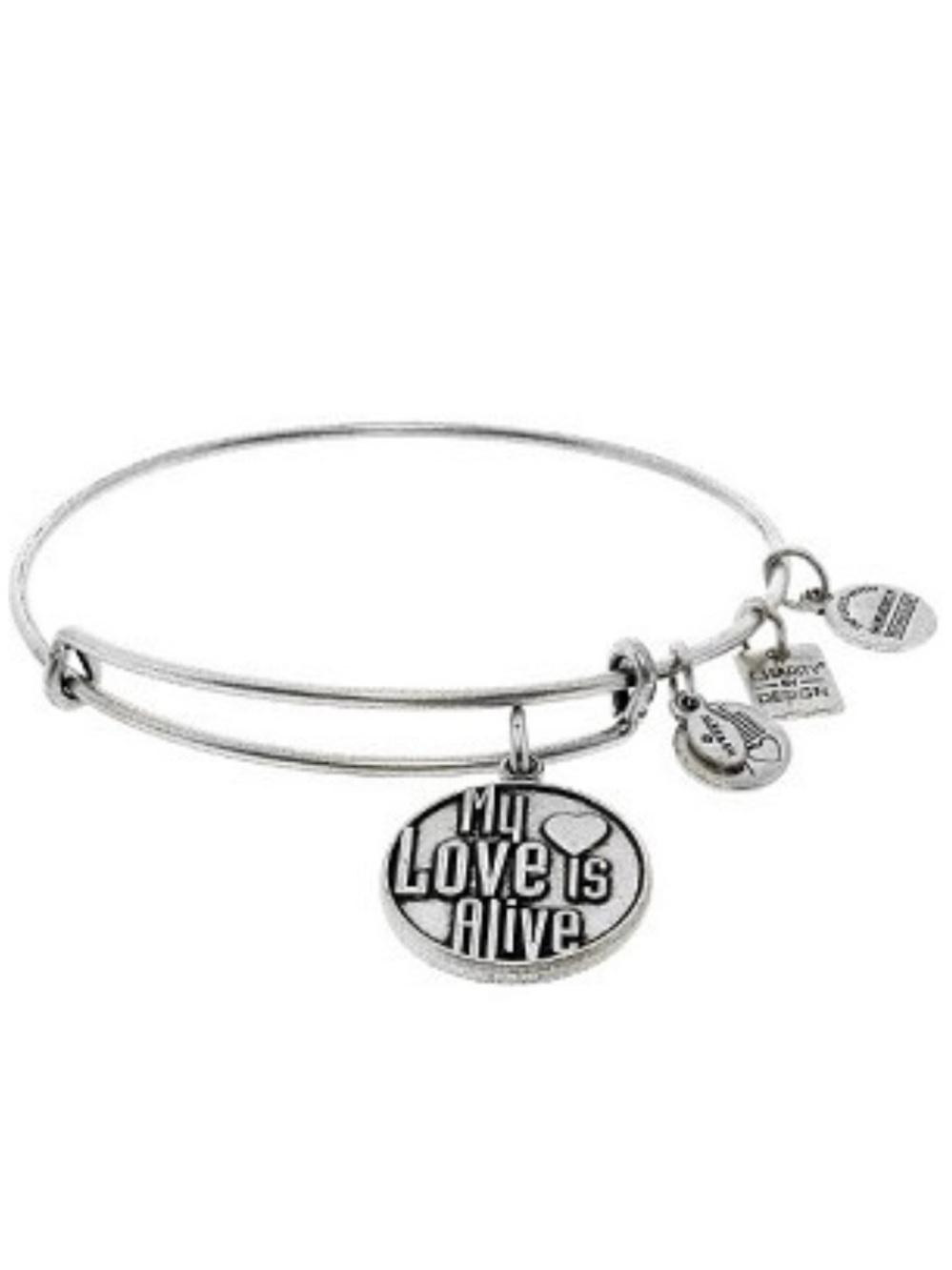 NWT! Alex and Ani 'My Love Is Alive' Charm Bangle Bracelet - Silver
